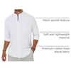 image:imageAlimens amp Gentle Mens Cotton Linen Shirts Long Sleeve Button Down Shirt Band Collar Beach ShirtsAll White