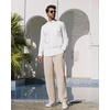 image:imageAlimens amp Gentle Mens Cotton Linen Shirts Long Sleeve Button Down Shirt Band Collar Beach ShirtsAll White
