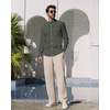 image:imageAlimens amp Gentle Mens Cotton Linen Shirts Long Sleeve Button Down Shirt Band Collar Beach ShirtsArmy Green