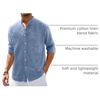image:imageAlimens amp Gentle Mens Cotton Linen Shirts Long Sleeve Button Down Shirt Band Collar Beach ShirtsBlue Heaven