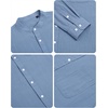 image:imageAlimens amp Gentle Mens Cotton Linen Shirts Long Sleeve Button Down Shirt Band Collar Beach ShirtsBlue Heaven
