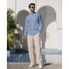 image:imageAlimens amp Gentle Mens Cotton Linen Shirts Long Sleeve Button Down Shirt Band Collar Beach ShirtsBlue Heaven