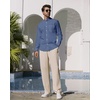 image:imageAlimens amp Gentle Mens Cotton Linen Shirts Long Sleeve Button Down Shirt Band Collar Beach ShirtsBlue Wing Teal