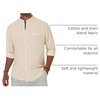 image:imageAlimens amp Gentle Mens Cotton Linen Shirts Long Sleeve Button Down Shirt Band Collar Beach ShirtsCloud Cream