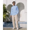 image:imageAlimens amp Gentle Mens Cotton Linen Shirts Long Sleeve Button Down Shirt Band Collar Beach ShirtsCool Blue