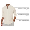 image:imageAlimens amp Gentle Mens Cotton Linen Shirts Long Sleeve Button Down Shirt Band Collar Beach ShirtsCreamy White