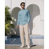 image:imageAlimens amp Gentle Mens Cotton Linen Shirts Long Sleeve Button Down Shirt Band Collar Beach ShirtsGray Mist