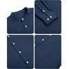 image:imageAlimens amp Gentle Mens Cotton Linen Shirts Long Sleeve Button Down Shirt Band Collar Beach ShirtsNavy Blue