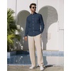 image:imageAlimens amp Gentle Mens Cotton Linen Shirts Long Sleeve Button Down Shirt Band Collar Beach ShirtsNavy Blue