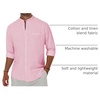 image:imageAlimens amp Gentle Mens Cotton Linen Shirts Long Sleeve Button Down Shirt Band Collar Beach ShirtsPink