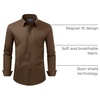 image:imageAlimens amp Gentle Mens Dress Shirt Regular Fit Stretch Stain Shield Long Sleeve Solid Business Wedding Button Down ShirtsBrown