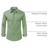 image:imageAlimens amp Gentle Mens Dress Shirt Regular Fit Stretch Stain Shield Long Sleeve Solid Business Wedding Button Down ShirtsLight  Green