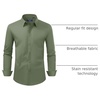 image:imageAlimens amp Gentle Mens Dress Shirt Regular Fit Stretch Stain Shield Long Sleeve Solid Business Wedding Button Down ShirtsOlive Green