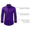 image:imageAlimens amp Gentle Mens Dress Shirt Regular Fit Stretch Stain Shield Long Sleeve Solid Business Wedding Button Down ShirtsPurple