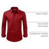 image:imageAlimens amp Gentle Mens Dress Shirt Regular Fit Stretch Stain Shield Long Sleeve Solid Business Wedding Button Down ShirtsRed