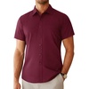 image:imageAlimens amp Gentle Mens Dress Shirt Short Sleeve Pocket Button Down Shirt  SolidWrinkle FreeRegular FitStretchSummerBusinessCasualWeddingPartyOfficeTravelFormalButton UpCollaredBurgundy