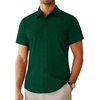image:imageAlimens amp Gentle Mens Dress Shirt Short Sleeve Pocket Button Down Shirt  SolidWrinkle FreeRegular FitStretchSummerBusinessCasualWeddingPartyOfficeTravelFormalButton UpCollaredDark Green