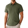 image:imageAlimens amp Gentle Mens Dress Shirt Short Sleeve Pocket Button Down Shirt  SolidWrinkle FreeRegular FitStretchSummerBusinessCasualWeddingPartyOfficeTravelFormalButton UpCollaredOlive