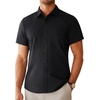 image:imageAlimens amp Gentle Mens Dress Shirt Short Sleeve Pocket Button Down Shirt  SolidWrinkle FreeRegular FitStretchSummerBusinessCasualWeddingPartyOfficeTravelFormalButton UpCollaredBlack