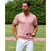 image:imageAlimens amp Gentle Mens Knitted Polo Shirts V Neck Collared Shirts for Golf  Textured Contrast Collar Breathable Casual Vacation Summer Beach Business Golf T Shirt Old Money Tops Vintage PulloverPink