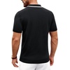 image:imageAlimens amp Gentle Mens Knitted Polo Shirts V Neck Collared Shirts for Golf  Textured Contrast Collar Breathable Casual Vacation Summer Beach Business Golf T Shirt Old Money Tops Vintage PulloverBlack