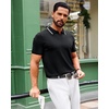 image:imageAlimens amp Gentle Mens Knitted Polo Shirts V Neck Collared Shirts for Golf  Textured Contrast Collar Breathable Casual Vacation Summer Beach Business Golf T Shirt Old Money Tops Vintage PulloverBlack