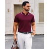 image:imageAlimens amp Gentle Mens Knitted Polo Shirts V Neck Collared Shirts for Golf  Textured Contrast Collar Breathable Casual Vacation Summer Beach Business Golf T Shirt Old Money Tops Vintage PulloverWine Red