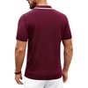 image:imageAlimens amp Gentle Mens Knitted Polo Shirts V Neck Collared Shirts for Golf  Textured Contrast Collar Breathable Casual Vacation Summer Beach Business Golf T Shirt Old Money Tops Vintage PulloverWine Red