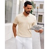 image:imageAlimens amp Gentle Mens Knitted Polo Shirts V Neck Collared Shirts for Golf  Textured Contrast Collar Breathable Casual Vacation Summer Beach Business Golf T Shirt Old Money Tops Vintage PulloverKhaki