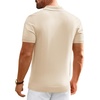 image:imageAlimens amp Gentle Mens Knitted Polo Shirts V Neck Collared Shirts for Golf  Textured Contrast Collar Breathable Casual Vacation Summer Beach Business Golf T Shirt Old Money Tops Vintage PulloverKhaki