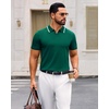 image:imageAlimens amp Gentle Mens Knitted Polo Shirts V Neck Collared Shirts for Golf  Textured Contrast Collar Breathable Casual Vacation Summer Beach Business Golf T Shirt Old Money Tops Vintage PulloverGreen