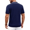 image:imageAlimens amp Gentle Mens Knitted Polo Shirts V Neck Collared Shirts for Golf  Textured Contrast Collar Breathable Casual Vacation Summer Beach Business Golf T Shirt Old Money Tops Vintage PulloverNavy Blue