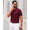 image:imageAlimens amp Gentle Mens Knitted Polo Shirts V Neck Collared Shirts for Golf  Textured Contrast Collar Breathable Casual Vacation Summer Beach Business Golf T Shirt Old Money Tops Vintage PulloverWine Red
