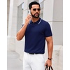 image:imageAlimens amp Gentle Mens Knitted Polo Shirts V Neck Collared Shirts for Golf  Textured Contrast Collar Breathable Casual Vacation Summer Beach Business Golf T Shirt Old Money Tops Vintage PulloverNavy Blue