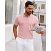 image:imageAlimens amp Gentle Mens Knitted Polo Shirts V Neck Collared Shirts for Golf  Textured Contrast Collar Breathable Casual Vacation Summer Beach Business Golf T Shirt Old Money Tops Vintage PulloverPink
