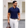 image:imageAlimens amp Gentle Mens Knitted Polo Shirts V Neck Collared Shirts for Golf  Textured Contrast Collar Breathable Casual Vacation Summer Beach Business Golf T Shirt Old Money Tops Vintage PulloverNavy Blue
