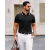 image:imageAlimens amp Gentle Mens Knitted Polo Shirts V Neck Collared Shirts for Golf  Textured Contrast Collar Breathable Casual Vacation Summer Beach Business Golf T Shirt Old Money Tops Vintage PulloverBlack