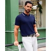 image:imageAlimens amp Gentle Mens Knitted Polo Shirts V Neck Collared Shirts for Golf  Textured Contrast Collar Breathable Casual Vacation Summer Beach Business Golf T Shirt Old Money Tops Vintage PulloverNavy Blue