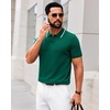 image:imageAlimens amp Gentle Mens Knitted Polo Shirts V Neck Collared Shirts for Golf  Textured Contrast Collar Breathable Casual Vacation Summer Beach Business Golf T Shirt Old Money Tops Vintage PulloverGreen