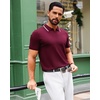 image:imageAlimens amp Gentle Mens Knitted Polo Shirts V Neck Collared Shirts for Golf  Textured Contrast Collar Breathable Casual Vacation Summer Beach Business Golf T Shirt Old Money Tops Vintage PulloverWine Red