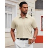 image:imageAlimens amp Gentle Mens Short Sleeve Dress Shirts Wrinkle Free Untucked Casual Button Down ShirtApricot