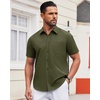 image:imageAlimens amp Gentle Mens Short Sleeve Dress Shirts Wrinkle Free Untucked Casual Button Down ShirtArmy Green