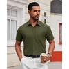 image:imageAlimens amp Gentle Mens Short Sleeve Dress Shirts Wrinkle Free Untucked Casual Button Down ShirtArmy Green