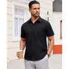 image:imageAlimens amp Gentle Mens Short Sleeve Dress Shirts Wrinkle Free Untucked Casual Button Down ShirtBlack