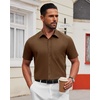 image:imageAlimens amp Gentle Mens Short Sleeve Dress Shirts Wrinkle Free Untucked Casual Button Down ShirtBrown