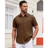 image:imageAlimens amp Gentle Mens Short Sleeve Dress Shirts Wrinkle Free Untucked Casual Button Down ShirtBrown