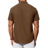 image:imageAlimens amp Gentle Mens Short Sleeve Dress Shirts Wrinkle Free Untucked Casual Button Down ShirtBrown