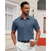 image:imageAlimens amp Gentle Mens Short Sleeve Dress Shirts Wrinkle Free Untucked Casual Button Down ShirtCaptain Blue