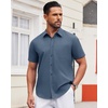 image:imageAlimens amp Gentle Mens Short Sleeve Dress Shirts Wrinkle Free Untucked Casual Button Down ShirtCaptain Blue