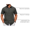 image:imageAlimens amp Gentle Mens Short Sleeve Dress Shirts Wrinkle Free Untucked Casual Button Down ShirtDark Grey